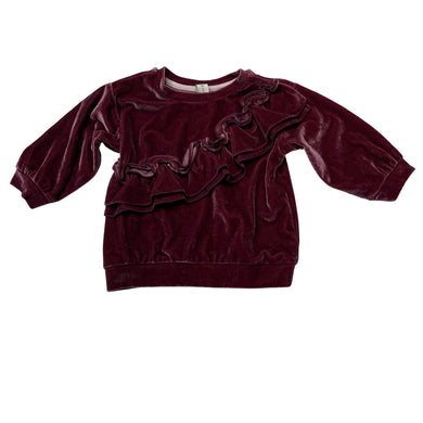 Girls Dymples, velour ruffle long sleeve top, EUC, size 0,  