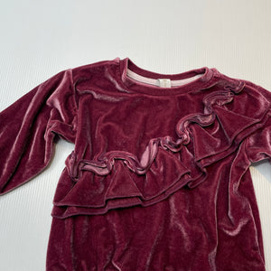 Girls Dymples, velour ruffle long sleeve top, EUC, size 0,  