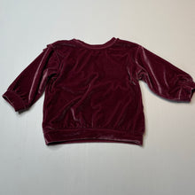 Load image into Gallery viewer, Girls Dymples, velour ruffle long sleeve top, EUC, size 0,  