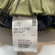 Load image into Gallery viewer, Boys Uniqlo, khaki cotton shorts, elasticated, dinosaurs, EUC, size 3-4,  