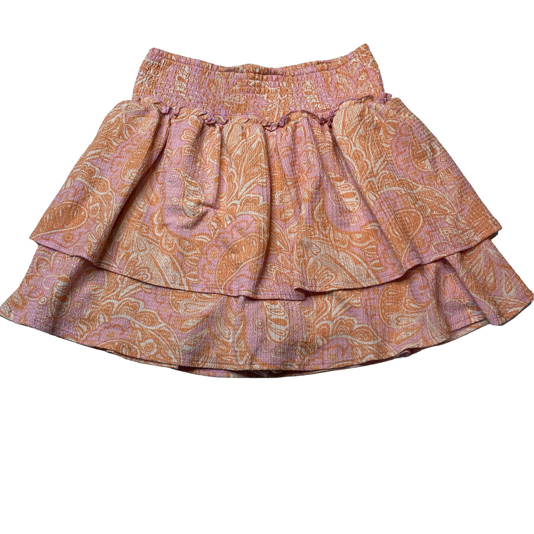 Girls Target, paisley print tiered skirt, elasticated, L: 40cm, GUC, size 16,  