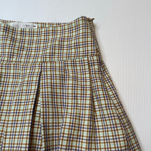 Girls Zara, checked box pleat skirt, adjustable, L: 36.5cm, EUC, size 13-14,  