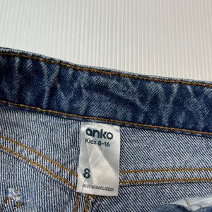 Girls Anko, blue denim jean shorts, adjustable, NEW, size 8,  