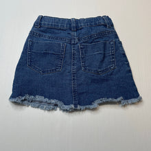 Load image into Gallery viewer, Girls Kids &amp; Co, stretch denim skirt, adjustable, sequin dragonfly, GUC, size 4,  