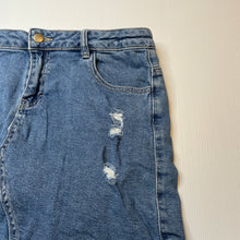 Load image into Gallery viewer, Girls Anko, distressed stretch denim skirt, adjustable, L: 36cm, GUC, size 16,  