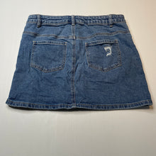 Load image into Gallery viewer, Girls Anko, distressed stretch denim skirt, adjustable, L: 36cm, GUC, size 16,  