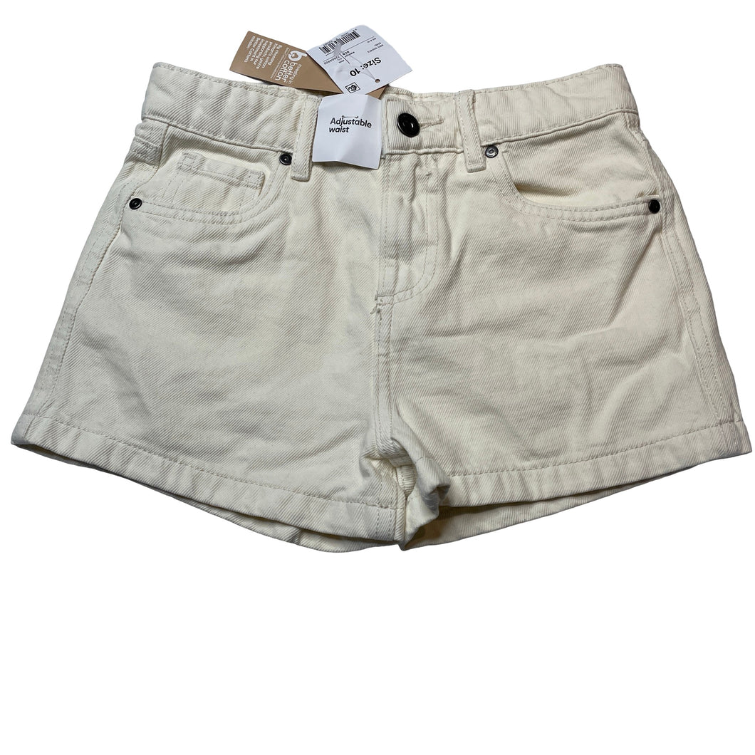 Girls Anko, ecru denim shorts, adjustable, NEW, size 10,  