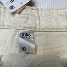 Load image into Gallery viewer, Girls Anko, ecru denim shorts, adjustable, NEW, size 10,  