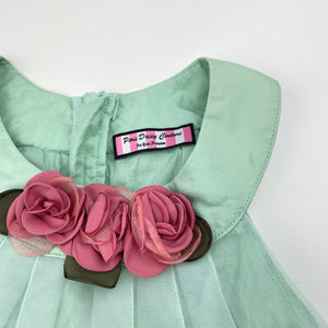 Girls Paris Daisy Couture, cotton lined tulle party dress, no size, armpit to armpit: 31cm, FUC, size 5-6, L: 80cm at front
