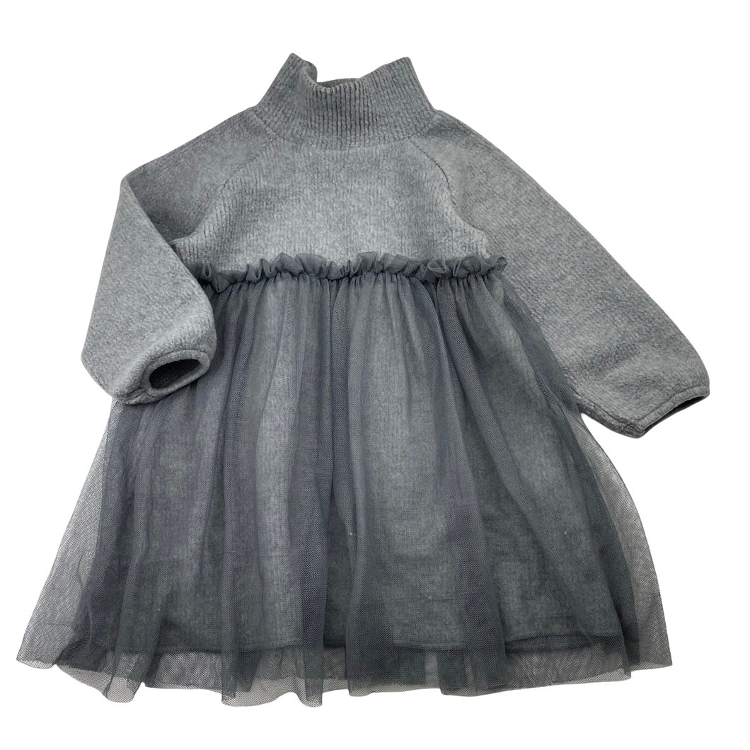 Girls Zara, grey winter dress, small catches, FUC, size 1, L: 43cm