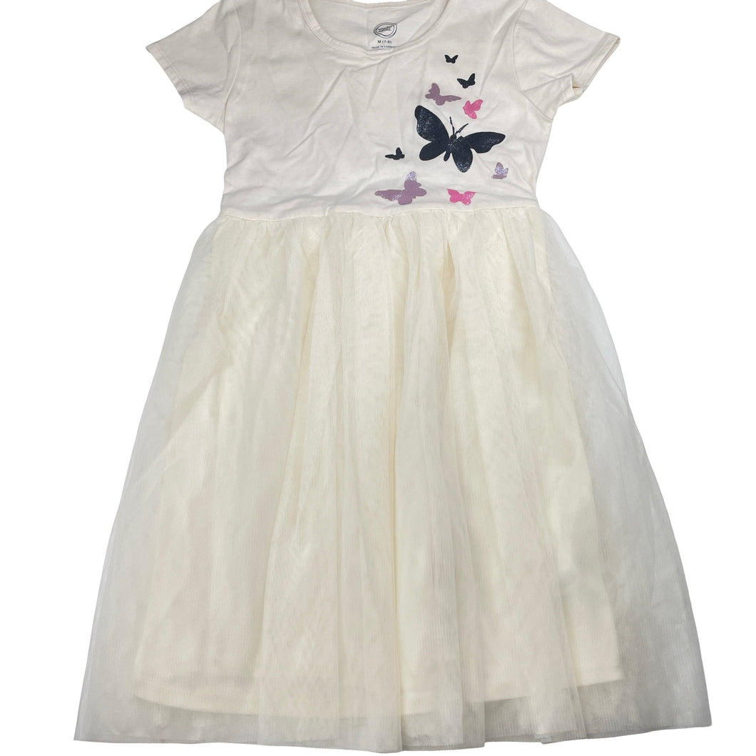 Girls Wonder Nation, cotton & tulle dress, butterflies, EUC, size 7-8, L: 70cm