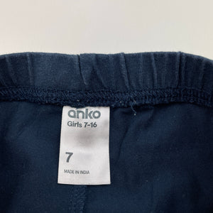 Girls Anko, navy leggings, elasticated, Inside leg: 46.5cm, FUC, size 7,  