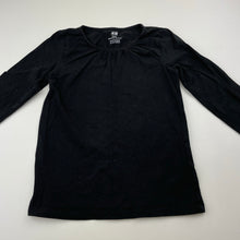 Load image into Gallery viewer, Girls H&amp;M, black organic cotton blend long sleeve tee / top, GUC, size 5-6,  