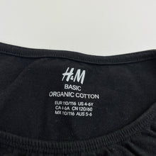 Load image into Gallery viewer, Girls H&amp;M, black organic cotton blend long sleeve tee / top, GUC, size 5-6,  
