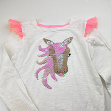 Load image into Gallery viewer, Girls Target, cotton long sleeve tee / top, flip sequin unicorn, FUC, size 6,  