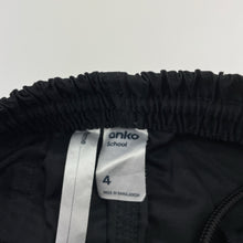 Load image into Gallery viewer, Unisex Anko, black lightweight school shorts, elasticated, GUC, size 4,  