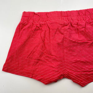Girls red, cotton shorts, elasticated, no labels, W: 27cm across unstretched, GUC, size 6-7,  