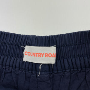Girls Country Road, lined navy cotton shorts, elasticated, wash fade, no size, W: 27.5cm across unstretched, FUC, size 6-7,  