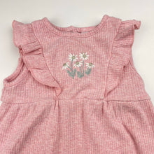 Load image into Gallery viewer, Girls Baby Berry, embroidered ribbed stretchy romper, GUC, size 0,  