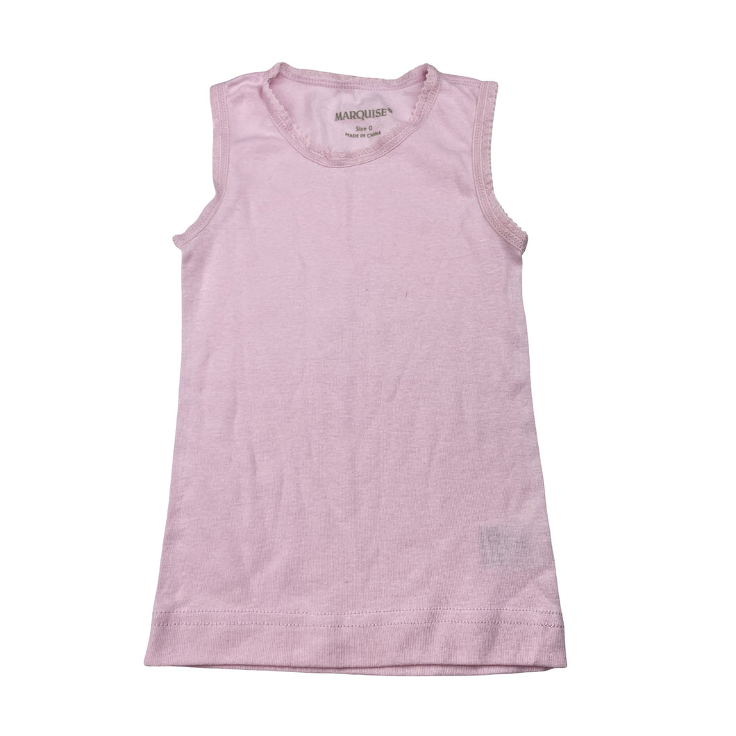Girls Marquise, pink cotton singlet top, GUC, size 0,  