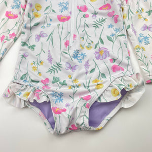 Girls Dymples, floral long sleeve swim one-piece, EUC, size 0,  