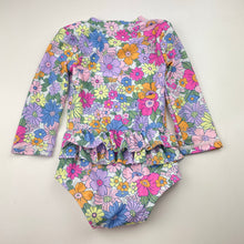 Load image into Gallery viewer, Girls Cotton On, floral long sleeve swim one-piece, EUC, size 0,  