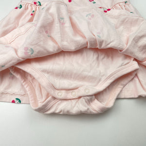 Girls Anko, cotton romper dress, cherries, EUC, size 0, L: 37cm