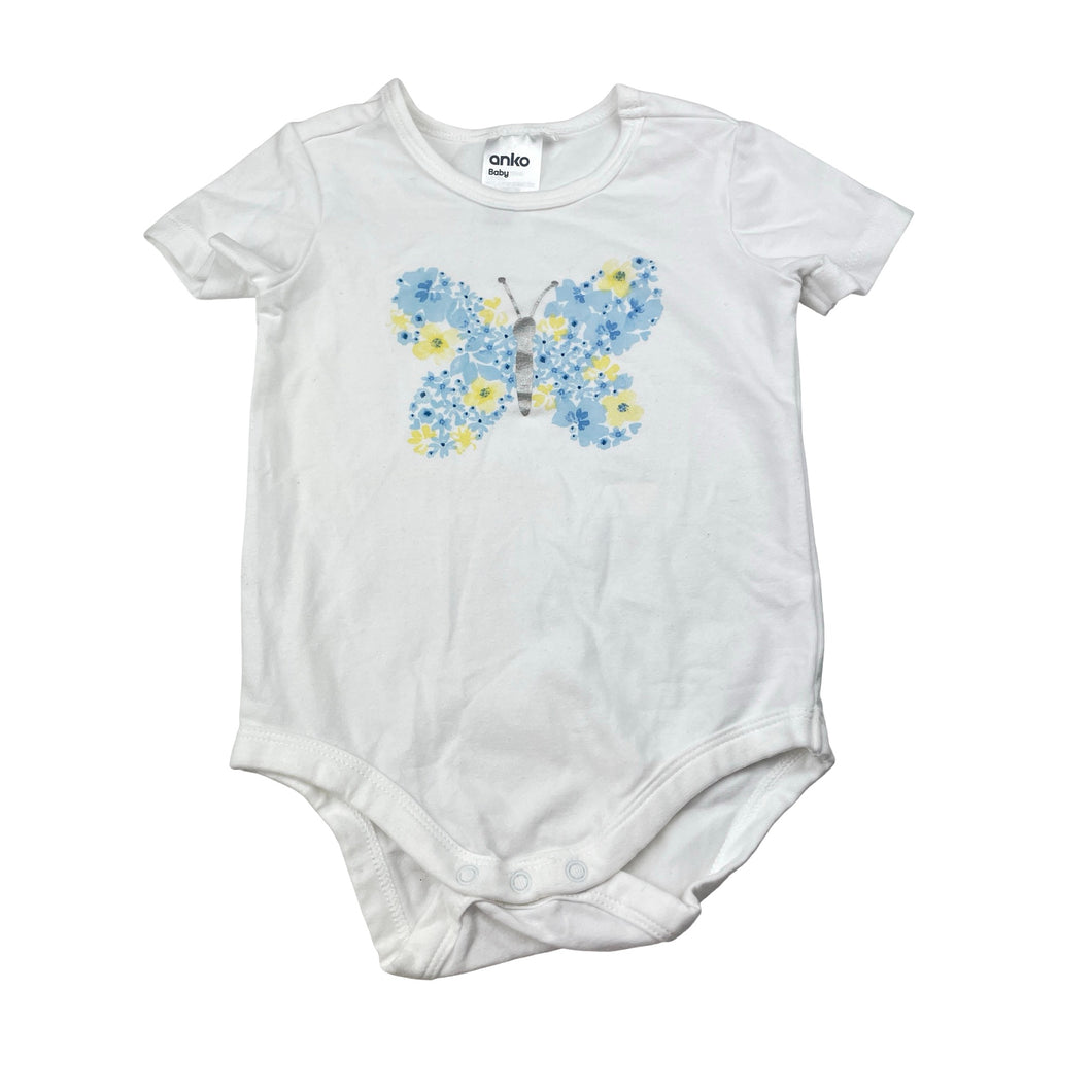 Girls Anko, stretchy bodysuit / romper, butterfly, EUC, size 0,  