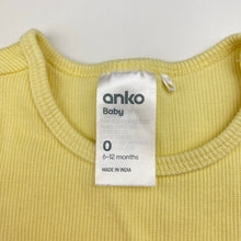 Load image into Gallery viewer, Unisex Anko, yellow ribbed bodysuit / romper, EUC, size 0,  