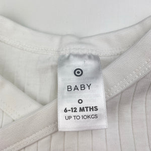 Unisex Target, white ribbed cotton bodysuit / romper, EUC, size 0,  