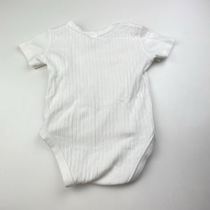 Unisex Target, white ribbed cotton bodysuit / romper, EUC, size 0,  