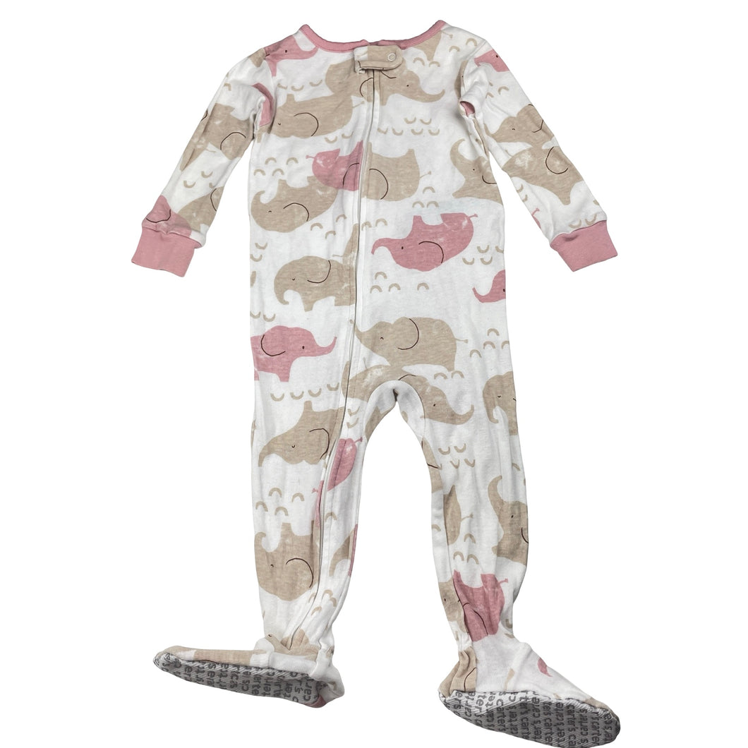 Girls Carters, cotton zip coverall / romper, elephants, EUC, size 1,  