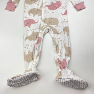 Girls Carters, cotton zip coverall / romper, elephants, EUC, size 1,  