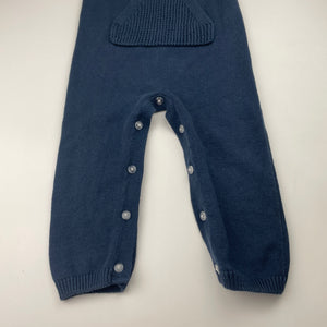 Unisex Anko, navy knitted cotton overalls, EUC, size 1,  