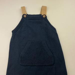 Unisex Anko, navy knitted cotton overalls, EUC, size 1,  