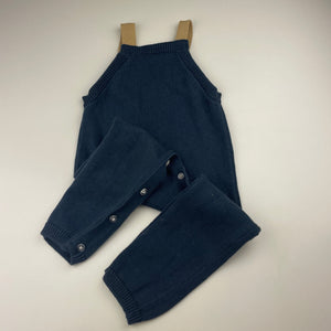 Unisex Anko, navy knitted cotton overalls, EUC, size 1,  