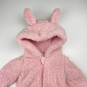 Girls Dymples, soft fluffy fleece zip coverall / romper, EUC, size 0000,  
