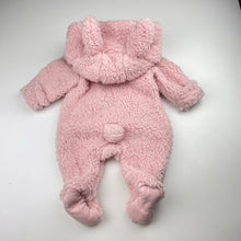 Load image into Gallery viewer, Girls Dymples, soft fluffy fleece zip coverall / romper, EUC, size 0000,  