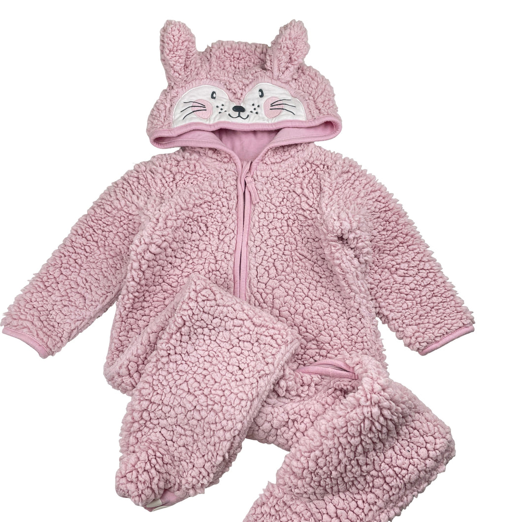 Girls Anko, teddy fleece zip coverall / romper, GUC, size 1,  