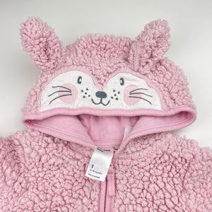 Girls Anko, teddy fleece zip coverall / romper, GUC, size 1,  