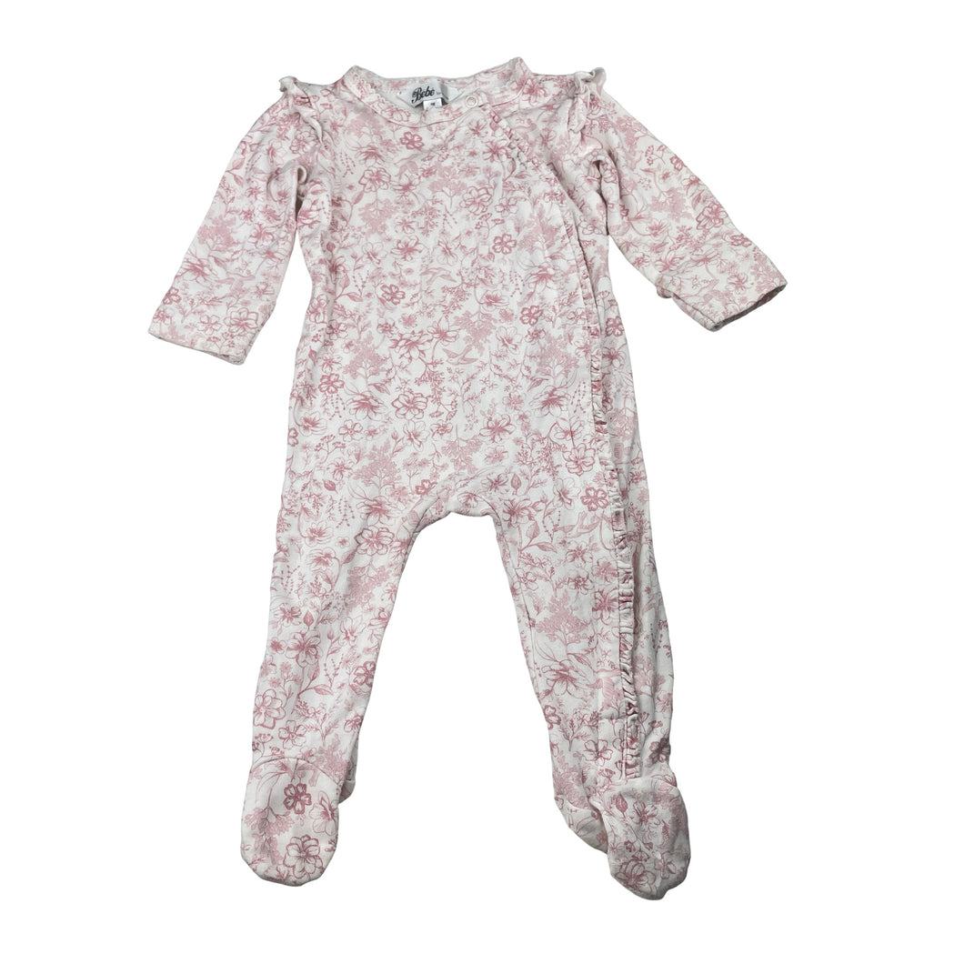 Girls Bebe by Minihaha, stretchy floral zip coverall / romper, GUC, size 00,  