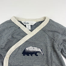 Load image into Gallery viewer, Unisex Bebe by Minihaha, navy stripe cotton coverall / romper, EUC, size 0000,  