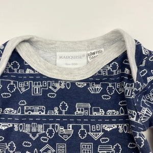 Boys Marquise, cotton bodysuit / romper, wash fade, FUC, size 000,  
