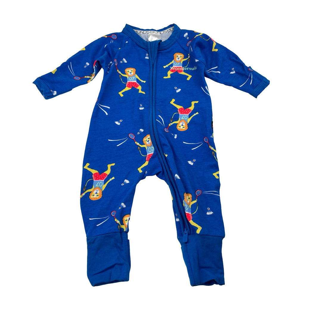 Unisex Bonds, zip wondersuit / zippy / romper, badminton, GUC, size 0000,  