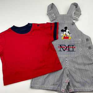 Boys Disney, Vintage Baby Mickey & Co overalls / shortalls + top, EUC, size 12 months,  