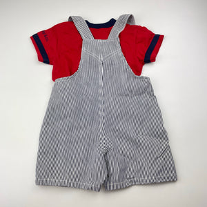 Boys Disney, Vintage Baby Mickey & Co overalls / shortalls + top, EUC, size 12 months,  
