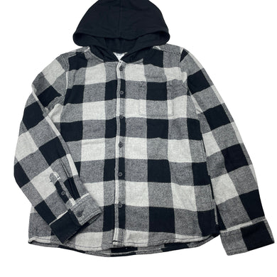 Boys Anko, hooded flannel cotton long sleeve shirt, EUC, size 8,  