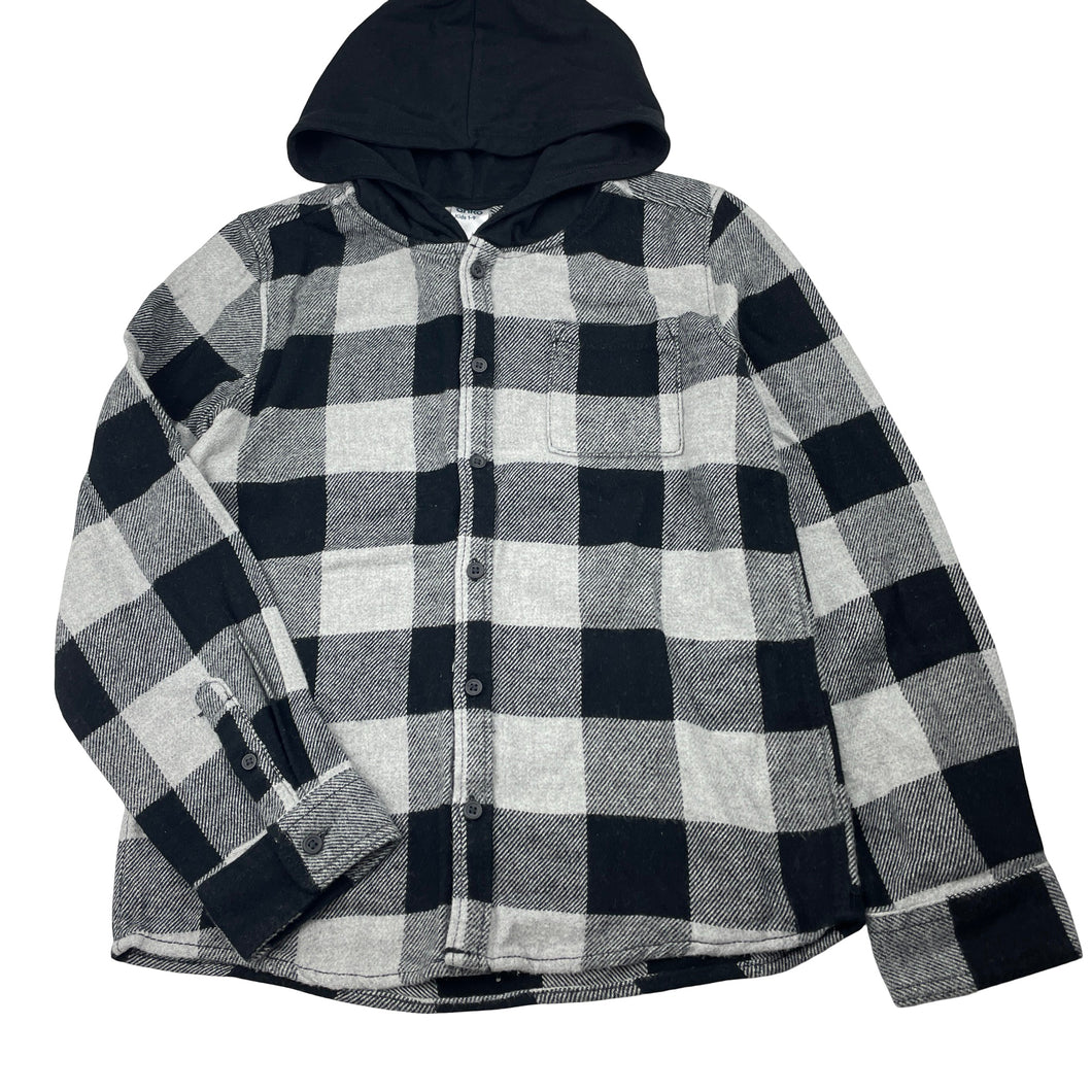 Boys Anko, hooded flannel cotton long sleeve shirt, EUC, size 8,  