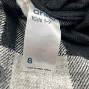 Boys Anko, hooded flannel cotton long sleeve shirt, EUC, size 8,  