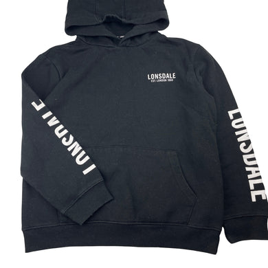 Unisex Lonsdale, black fleece lined hoodie sweater, GUC, size 12,  
